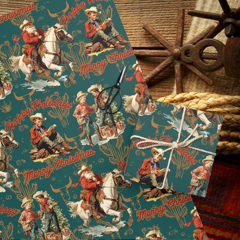 "🤠 **Wrap Your Gifts with Cowboy Charm 🎁 When it comes to giving and receiving, it's all about the experience. Make your gifts stand out with our delightful Western Cowboy Christmas Wrapping Paper! 🌟 This wrapping paper is all about adding a touch of the Wild West to your holiday celebrations. Its charming cowboy-themed design is perfect for those who cherish the rustic, warm-hearted spirit of the season. 🤝 **Make a Difference with Every Purchase** 🤝 When you choose our Cowboy Christmas Wrapping Paper, you're not just enhancing your gift-giving experience--you're also spreading kindness and light to those in need. **100% of the proceeds from all items sold in my Etsy shop go directly to supporting children and families in need ont the White Mountain Apache Indian Reservation. Your con Western Wrapping Paper, Cowboy Christmas Decorations, Cowboy Christmas Party, Vintage Western Christmas, Western Christmas Gifts, Country Boy Gifts, Western Christmas Decor, Western Christmas Decorations, Gift Wrapping Christmas