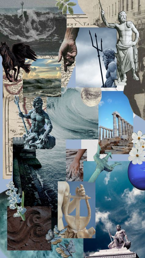 God Of Sea Aesthetic, Neptune God Of The Sea, Poseidon Greek Mythology, Neptune God, Hellenic Aesthetic, Poseidon Aesthetic, Poseidon God, Percy Jackson Cabins, Pirate Books