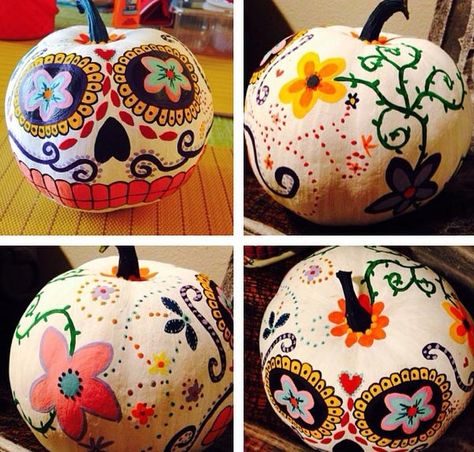 Pumpkin Ideas For Kids, Butterfly Pumpkin, Sugar Skull Pumpkin, Painted Pumpkin Ideas, Pumpkin Carve, Minion Pumpkin, Design Tech, Halloween Pumpkins Painted, Painted Pumpkin