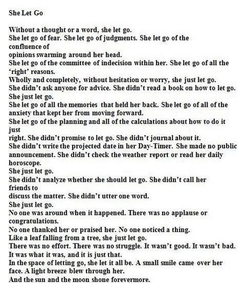 She Let Go Poem, Letting Go Poems, Yoga Poems, She Let Go, Yoga Calm, Ernest Holmes, Well Spoken, Before I Sleep, Inspirational Poems