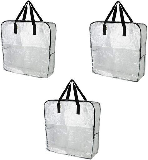 AmazonSmile: Ikea DIMPA 3 pcs Extra Large Storage Bag, Clear Heavy Duty Bags, Moth and Moisture Protection Storage Bags : Home & Kitchen Ikea Dimpa, Recycling Bags, Recycling Storage, Storage Garage, Large Storage Bags, Clear Storage, Storing Clothes, Bag Names, Storage Bags Organization