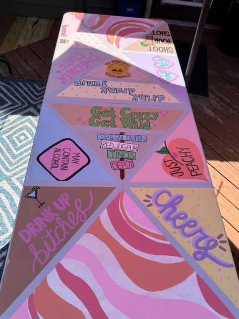 Painted Pong Table Ideas Girl, Girl Pong Table, Beer Pong Table Painted Ideas Boys, Beach Beer Pong, Beer Pong Table Painted Ideas, Pink Beer Pong Table, Diy Beer Pong Table Designs, Ping Pong Table Painted, Diy Pong Table