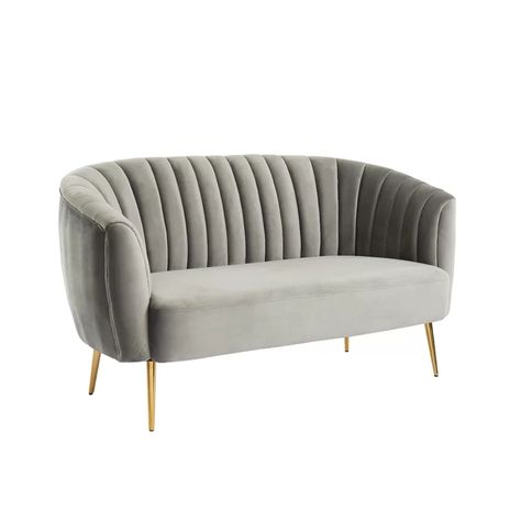 Mercer41 Parrish Loveseat | Wayfair Contemporary Loveseat, Tufted Loveseat, Modern Loveseat, New Interior Design, Contemporary Fabric, Black Furniture, Living Room Spaces, Family Friend, Furniture Of America