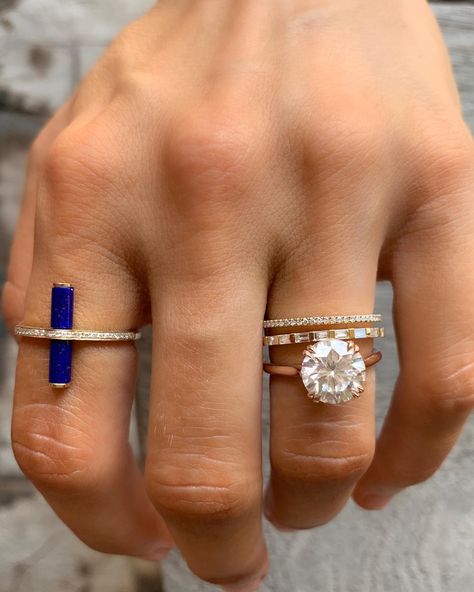 Yes, that’s a blue rock 😊 Its technical name is “Lapis Lazuli”, but just call it “Beautiful”!💙 tap the pic for details or shop directly from your phone 📲 Three Carat Engagement Rings, Cathedral Solitaire Engagement Ring, Solitaire Engagement Ring Cathedral, Baguette Diamond Wedding Band, Timeless Engagement Ring, Blue Rock, A Starry Night, Emerald Diamond Ring, Round Diamond Ring