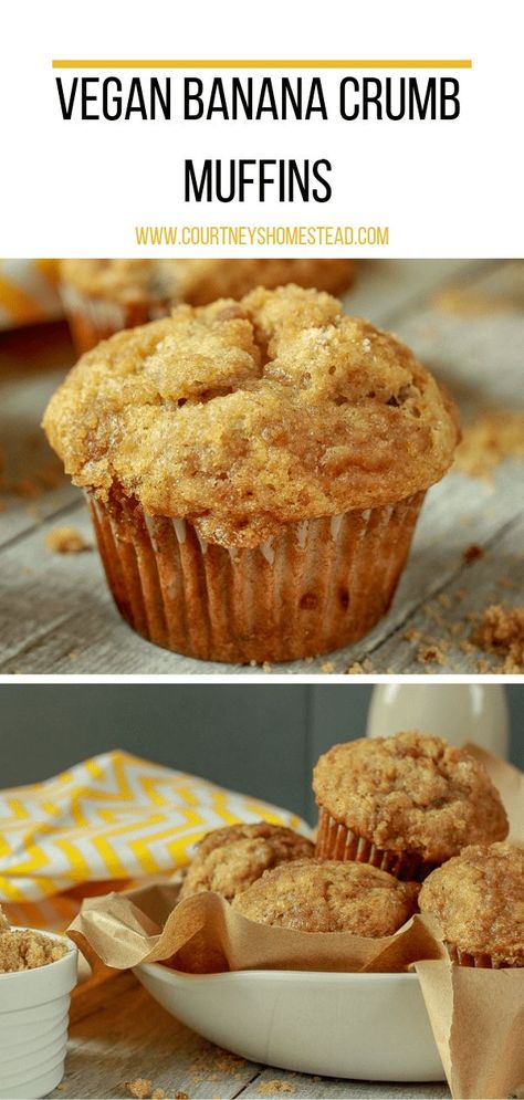 This easy, kid-friendly, vegan banana crumb muffins recipe is the absolute best. It's a great after school snack or easy breakfast. #vegan #muffins #easy #recipe Muffins Easy Recipe, Muffin Vegan, Resep Muffin, Vegan Banana Muffins, Baking Vegan, Crumb Muffins, Muffins Easy, Banana Crumb Muffins, Breakfast Vegan