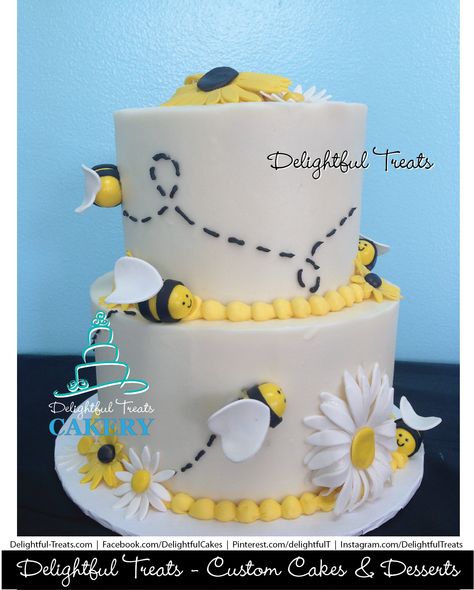 Bumble Bee Baby Shower Cake, Bumble Bee Cake, Daisy Baby Shower, Bee Cakes, Bumble Bee Baby Shower, Shower Stuff, Bee Baby, Bee Baby Shower, Baby Shower Cake