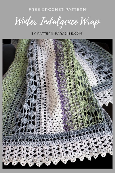 Free Crochet Pattern: Winter Indulgence Wrap | Pattern Paradise Cotton Shawl Crochet Pattern, Crochet Patterns With Video Tutorials, Crochet Shawl Diagram Free Pattern, Fine Yarn Crochet Patterns Free, Free Crochet Shawl Patterns, Free Crochet Scarf Patterns, Scarves Diy, Jaket Crochet, Free Crochet Scarf