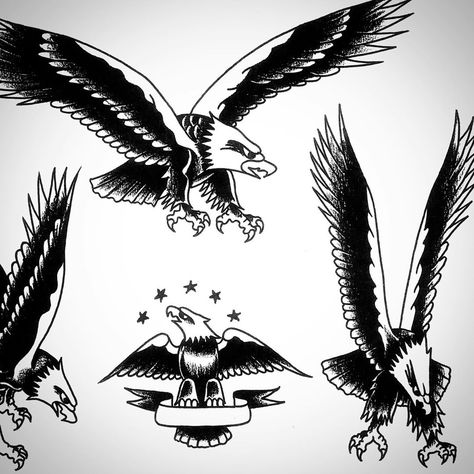 Yellow Beak Press Publishing on Instagram: “Older Spaulding production flash.” Traditional Style Eagle Tattoo, Vintage Eagle Tattoo Flash, Traditional Eagle Flash, Old School Eagle Tattoo, Huck Spaulding, Traditional Bear Tattoo, Traditional Eagle Tattoo, Traditional Tattoo Flash Art, Vintage Tattoo Design