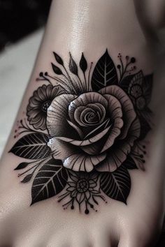 Shaded Flower Tattoo, Best Cover Up Tattoos For Women, Front Shoulder Tattoos For Women, Rose Tattoo Black And Grey, Simple Tattoos For Girls, Dark Rose Tattoo, Tattoo Ideas Women Arm, Tattoos For Guys Shoulder, Tattoos Men Shoulder