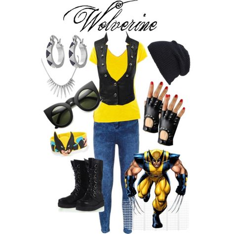 Wolverine by hatsoff343 on Polyvore featuring jcp, Doublju, Wolverine, House of Harlow 1960, Express and Tasha Wolverine Inspired Outfit, Marvel Inspired Outfits, House Of Harlow 1960, House Of Harlow, Inspired Outfits, Outfit Inspirations, Marvel, Streetwear Brands, Gucci