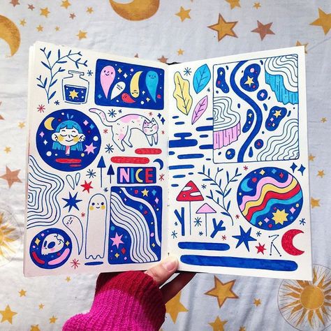 Sketchbook Spread, Posca Marker, Posca Art, Sketchbook Art Journal, Art Diary, Lukisan Cat Air, Arte Sketchbook, Arte Inspo, Sketchbook Journaling