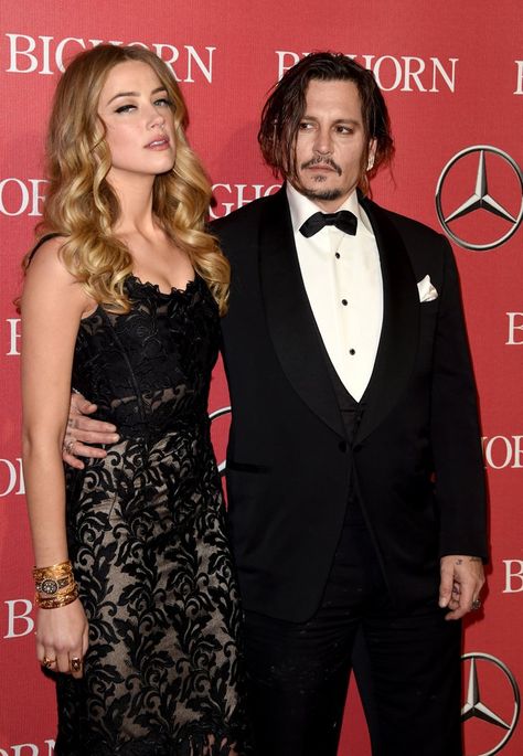 Pin for Later: Johnny Depp and Kate Winslet Have an Incredibly Charming Red Carpet Reunion  Pictured: Johnny Depp and Amber Heard Jonny Depp And Amber Heard, Johnny Depp And Amber, Hollywood Couples, No One Loves Me, Audio Recording, Kate Winslet, Amber Heard, Johnny Depp, Film Festival