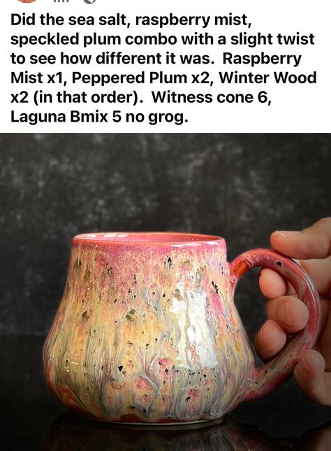 Peppered Plum Glaze Combinations, Mayco Raspberry Mist Combinations, Weeping Plum Glaze, Crazy Ceramics, Glaze Inspiration, Mayco Glaze, Glaze Techniques, 57 Chevy Bel Air, Glazing Ideas