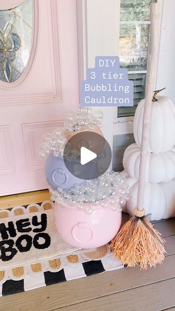 Trish 💕 Beautiful Lifestyle Blogger on Instagram: "My Viral diy 3 tiered bubbling cauldron leveled up by adding a bubble machine!!! Comment “3 tier cauldron” for the links!!! 🎉 I made this one last year before anyone else…and it went viral!!! I love creating new things and inspiring you all to go make one for yourselves! Tag me if you make one! I’d love to see your creation!! This is definitely leveled up by adding a bubble machine 🫧 it makes it so fun!!! I’ll link it for ya! Hope you guys love it!!! Can’t wait to see yours!!! 💕🎃🫧 
.
.
#cauldron #halloween #halloweendiy #diyhalloween #diy #halloweendecor #halloweendecorations #halloweenvibes #halloweendecoration #pinkoween #pinkhalloween #pink #pastel #pastels #pinkpinkpink #pinkdecor #diyhomedecor #diydecor #homedecor #homegoods #tj Pastel Halloween Decor Diy, Bubbling Cauldron, Beautiful Lifestyle, Bubble Machine, Halloween Diy Crafts, Pink Halloween, Pumpkin Crafts, Pink Pastel, Pink Decor