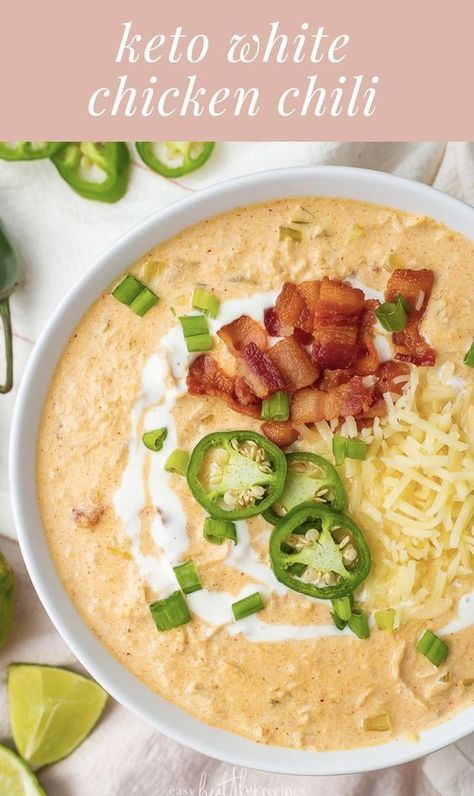 Keto White Chicken Chili, Keto Comfort Food, Keto Soups, Breakfast Low Carb, Keto Soup, Keto Vegan, Recetas Keto, Low Carb Diet Recipes, Keto Cooking