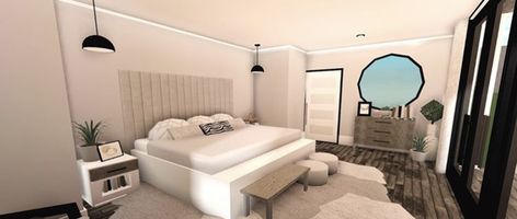 Bloxburg Hotel Rooms Ideas, Roblox Bloxburg Parent Bedroom Ideas, Bloxburg Room Ideas Parents, Bloxburg Large Bedroom Ideas, Bed Design Bloxburg, Parent Room Bloxburg, Bloxburg Master Room Ideas Modern, Bloxburg Bedroom Ideas For Parents, Bedroom Ideas Bloxburg Master