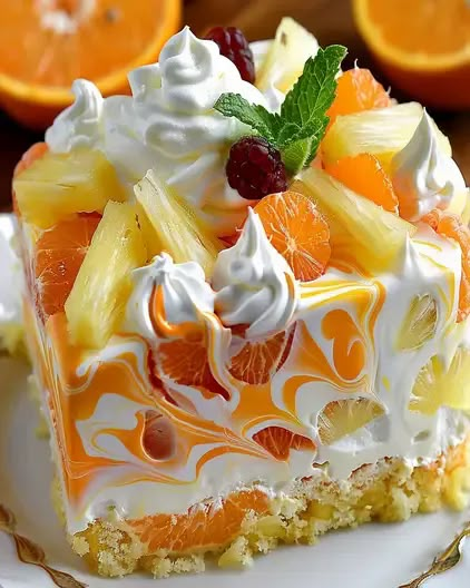 No-Bake Orange Pineapple Swirl Cheesecake Recipe - optimal recipes Carrot Muffin Recipe, Cheese Dreams, Desserts Summer, Orange Cream Cheese, Biscuits Graham, Swirl Cheesecake, Orange Baking, Pineapple Desserts, Mango Mousse