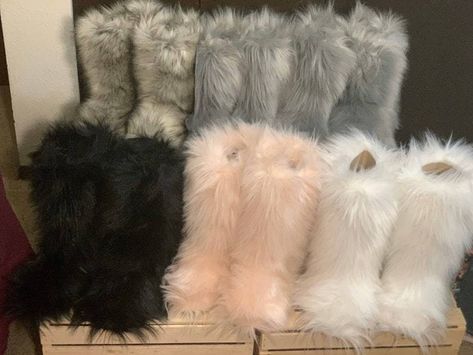 Fluffy Boots, Black Soul, Acrylic Glue, Dr Shoes, Under Your Spell, Teen Outfits, Cute Slippers, Faux Fur Boots, Fresh Shoes