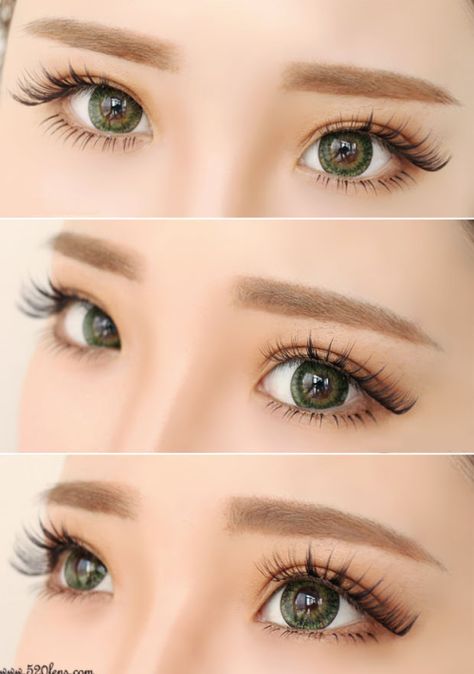 In Korea big eyes are seen as beautiful. Its not just about the shape of the eye its the pupil itself. Contacts are worn to enhace the natural glow of the pupil to make the eyes appear bigger. Korean Straight Eyebrows, Asian Eyebrows, Korean Eyebrows, Fake Eyebrows, Straight Eyebrows, Eyebrow Trends, Straight Brows, Sulam Alis, Brown Eyebrows