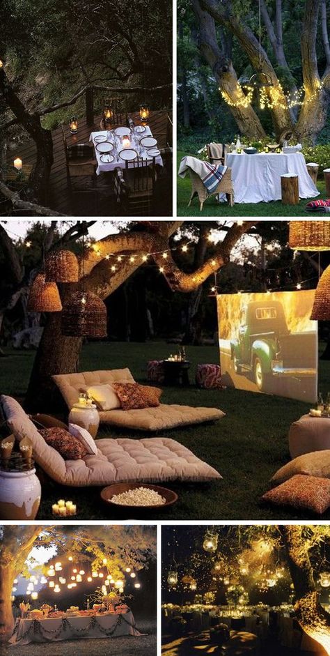 Bonfire night could also be combined with a movie night screening too with an outdoors screen - you could also have it playing Disney or children's films for when the adults are socialising - a popcorn table or treat table with mini milkshakes or mocktail would also be a nice treat for the little ones too #makeitmemorable...x Diy Outdoor Projects, Backyard Movie Theaters, Backyard Movie Nights, Outdoor Cinema, Backyard Movie, Movie Night Party, Outdoor Heaters, Outdoor Diy Projects, Have Inspiration