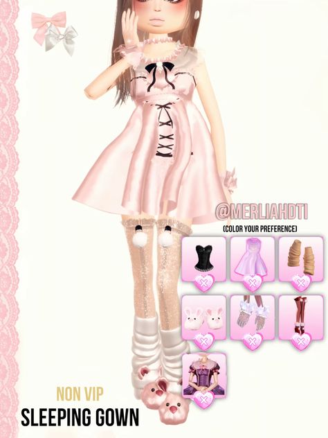 Instagram Model Dress To Impress No Vip, Sleep Outfit, Winter Update, Layering Outfit, Sleeping Gown, Dti Hacks, Sleeping Dress, Pelo Sims, Layering Ideas