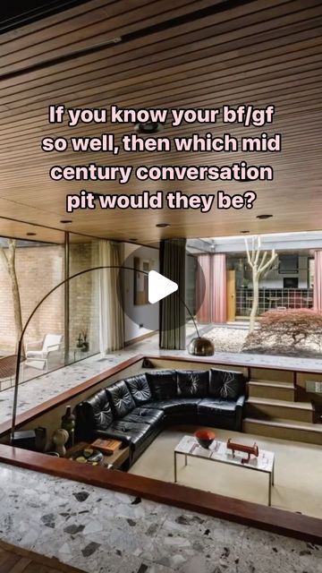 Julien Griffith on Instagram: "Groovy conversation pits 🕳️

Which one is your favorite? Would you put one in your house? 

Follow for more architectural and interior design 📍 and check out my grass conversation pit on my profile!

#conversationpit #sunkenroom #1970s #70s #70sdesign #diy #1980s #hippie #mcm #midcentury #midcenturymodern #midmod #mcmarchitecture #conversationsofa #shag #1960s #1970sdecor #1970sdecor #1970sarchitecture #groovyvibes #groovyroom #mcmfurniture" Diy Conversation Pit, Conversation Pit 70's, 70s Conversation Pit, 1970s Architecture, Groovy Room, Conversation Pit, 1970s Decor, Conversation Sofa, Mcm Furniture