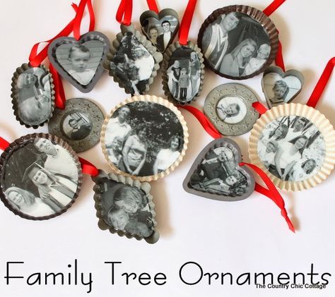 Handmade Gift:  Family Tree Ornaments -- show you loved ones that you care this holiday season with some handmade Christmas ornaments. Natal Country, Country Christmas Ornaments, Photo Gifts Diy, Family Ornaments, Navidad Diy, Photo Ornaments, Handmade Christmas Ornaments, Ornament Crafts, Country Christmas