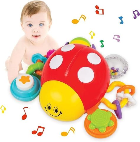 Amazon.com: Ladybug Crawling Toy with Fun Sounds, Sliding Rings, Spinning Ball, and Colorful Beads - Develops Cognitive and Motor Skills for 6-12 and 18 Months Old Babies : Toys & Games Ladybug Design, Crawling Baby, Musical Toys, Baby Toy, Activity Toys, Play To Learn, New Toys, Motor Skills, Birthday Presents