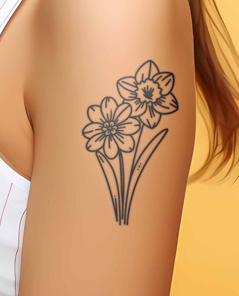 Daffodil Bouquet, Daffodil Tattoo, February Birth Flowers, Floral Tattoos, Fresh Starts, Birth Flower Tattoos, Personal Identity, Wrist Tattoo, Art Tattoos