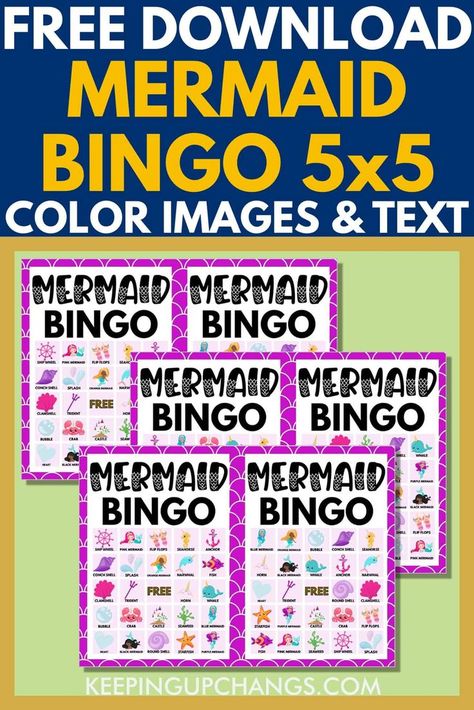 Bingo Pictures, Mermaid Party Printables, Mermaid Party Games, Wedding Gathering, Sea Unicorn, Teen Party Games, Mermaid Theme Birthday Party, Mermaid Theme Birthday, Bingo Printable