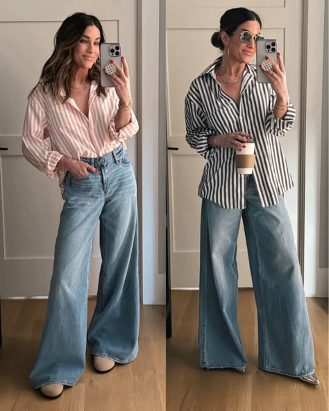 Check out this photo from thesisterstudio Wide Leg Cotton Pants Outfit, Winter 2025 Fashion Trends Women, Wild Poetry, Cotton Pants Outfit, Casual Outfit Women, The Sister Studio, Chic Cowgirl, Outfit Ideas Dressy, 2024 Clothes