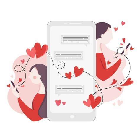 Dating app concept with girl and boy tex... | Free Vector #Freepik #freevector #love #design #technology #woman Dating Apps Aesthetic, Chat Sites, App Concept, Love S, Relationship Psychology, Online Dating Profile, Best Relationship Advice, Art Of Seduction, Design Technology