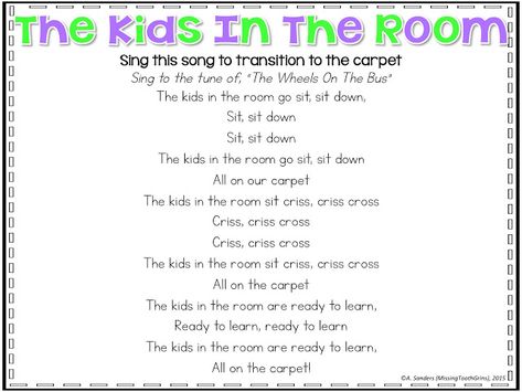 Come To The Carpet Song, Carpet Songs For Kindergarten, Transition Strategies Preschool, The Carpet Song, Carpet Song, Transition Songs For Preschool, Preschool Displays, Star Room, Transition Songs