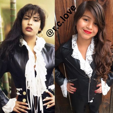 Selena Quintanilla Costume Idea DIY #selenacostume #selenaquintanilla #selenaq #diy Selena Quintanilla Leather Jacket Outfit, Selena Diy Costume, Diy Selena Quintanilla Costume, Selena Purple Jumpsuit, Selena Halloween Costume, Selena Halloween, Selena Quintanilla Halloween Costume, Selena Quintanilla Costume, Selena Costume