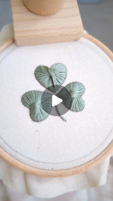 Jacqueline • Pick and Stitch on Instagram: "☘️ Happy St Patrick's Day to anyone celebrating today! ☘️ . If you want to make your own shamrock have a look at my stories - I'll add the pattern for you to screenshot and give it a go. I've also got a slower video of making one of these hearts. Have a look back at my other reels. . #stpatricksday #saintpatricksday #stpatricksday2023 #learnembroidery #pickandstitch #embroiderytutorial" St Patricks Day Embroidery Ideas, St Patricks Day Embroidery Patterns, Shamrock Embroidery Patterns, St Patrick’s Day Embroidery, Shamrock Embroidery, Miniature Embroidery, Learn Embroidery, Sewing Embroidery, Sewing Embroidery Designs