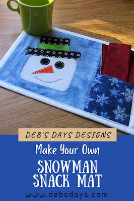 Snowman Snack, Kitchen Sewing, Mug Rug Patterns, Christmas Sewing Projects, Holiday Sewing, Fall Sewing, Snowman Mugs, Embroidery Download, Sewing Doll Clothes