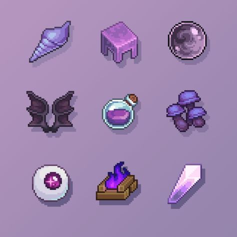 purple items from my resource pack, Bewitchedx32 #bewitchedx32 #minecraft #resourcepack #texturepack #pixelart | Instagram Potions Art, Minecraft Potions, Minecraft Purple, Minecraft Kawaii, Minecraft Items, Purple Items, Kawaii Items, Cool Pixel Art, Hama Bead