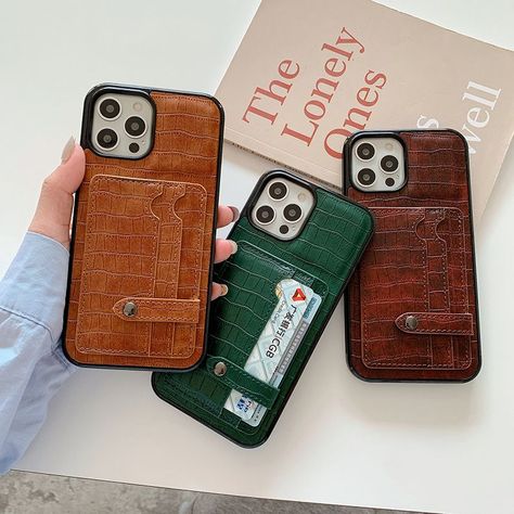 Diy Leather Bag, Luxury Card, Iphone Leather Case, Leather Wallet Case, Crocodile Leather, Crossbody Wallet, Slim Wallet, Leather Phone Case, Leather Diy