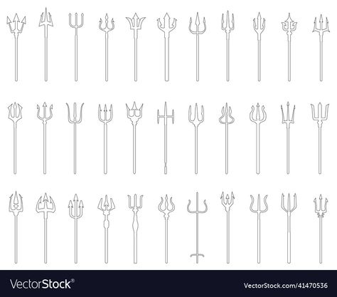 Trident Reference, Trident Drawing, Art References, Spears, Adobe Illustrator, Art Reference, White Background, High Resolution, Illustrator