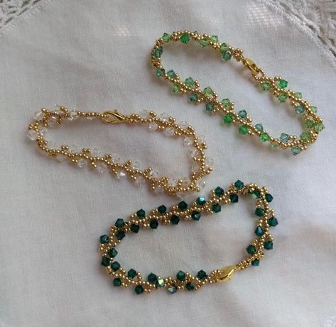 Clear Crystals, Pale Green, Tennis Bracelet, Seed Bead, Clear Crystal, Emerald Green, Elegant Design, Seed Beads, Beaded Jewelry