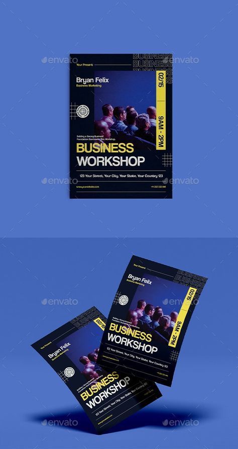 Navy Urban Style Business Workshop Invitation - Flyers Print Templates Workshop Invitation, Business Workshop, Invitation Flyer, Flyer Printing, Workshop Design, Urban Style, Print Templates, Business Fashion, Flyer Template