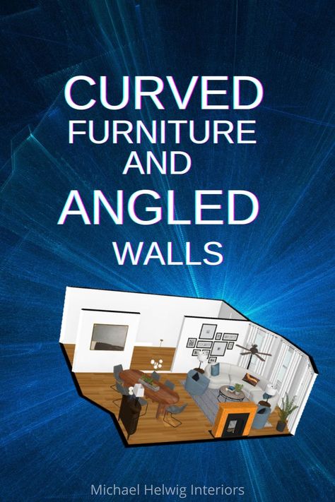 The curved furniture trend is hot this year. But, for small and tricky rooms with angled walls it could be the very best solution to get maximum seating, optimal flow and superior function. Here's a shared living and dining room where every piece of furniture has rounded curves. Shared Living And Dining Room, Curved Furniture, Living Room And Dining Room, Furniture Trends, Blog Topics, Living And Dining Room, Livingroom Layout, Home Decor Trends, This Year