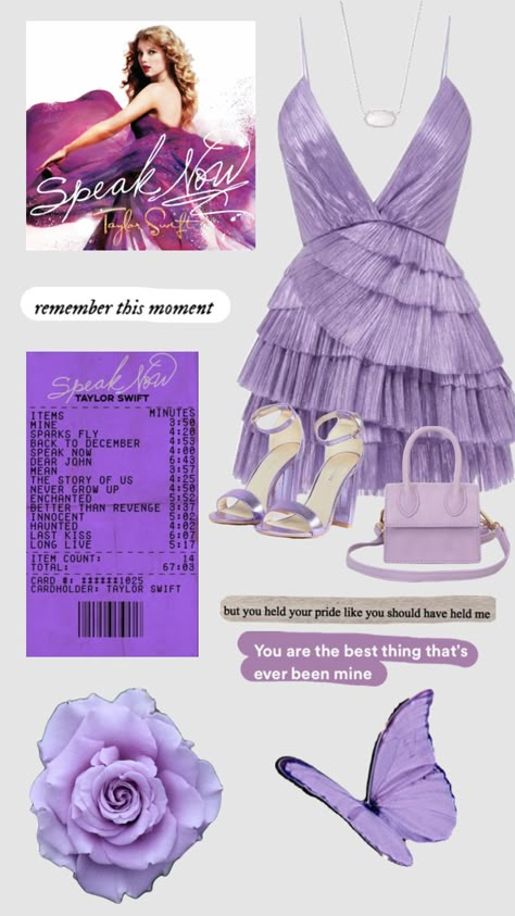 speak now eras outfit Purple Speak Now Outfits, Taylor Swift Concert Outfit Speak Now Era, Speak Now Ears Tour Outfits, Taylor Swift Speak Now Inspired Outfits, Era Tour Outfits Speak Now, Taylor Swift Outfit Inspiration Speak Now, Speak Now Era Outfit Ideas, Speak Now Outfit Aesthetic, Taylor Swift Speak Now Aesthetic Outfits