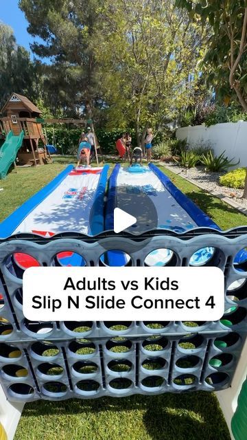 AMBER MAMIAN on Instagram: "SLIP & SLIDE CONNECT 4- ADULTS VS. KIDS   This has quickly become one of our favorite games to play in the summer.   ➡️ Comment “games” and I’ll send you links to all our best summertime games.   These family-friendly games are perfect for parties, gatherings, bbqs, family reunions, youth groups, day camps and more!  👉🏼👉🏼 FOLLOW FOR MORE FAMILY FUN GAMES AND CHALLENGES!!!   #familyfun #familygames #familygoals #familyactivities #partygames" Family Reunion Ideas Themes, Alex Warren, Field Day Activities, Lake Games, Outdoor Games Adults, Fun Games For Adults, Field Day Games, Outdoor Yard Games, Summer Party Games