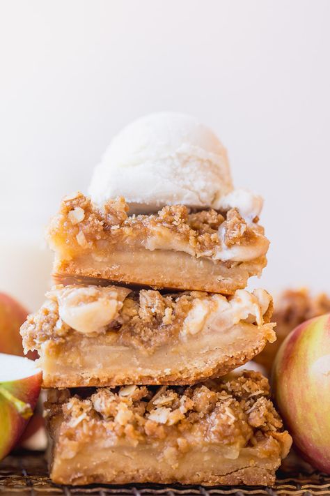 The Best Apple Crisp Bars - Baker by Nature Apple Crisp Bars, Apple Crumb Bars, Apple Crisp Bars Recipe, Easy Apple Pie Filling, Desserts Apple, Apple Crisp Pie, Bar Treats, Best Apple Crisp, Baker By Nature