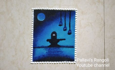 Shravan somvar rangoli / mahashivaratri rangoli Shravan Somvar Rangoli, Mahakal Rangoli, Shravan Somvar, Peacock Rangoli, Rangoli Designs Simple Diwali, Rangoli Colours, Special Rangoli, Free Hand Rangoli Design, Free Hand Rangoli