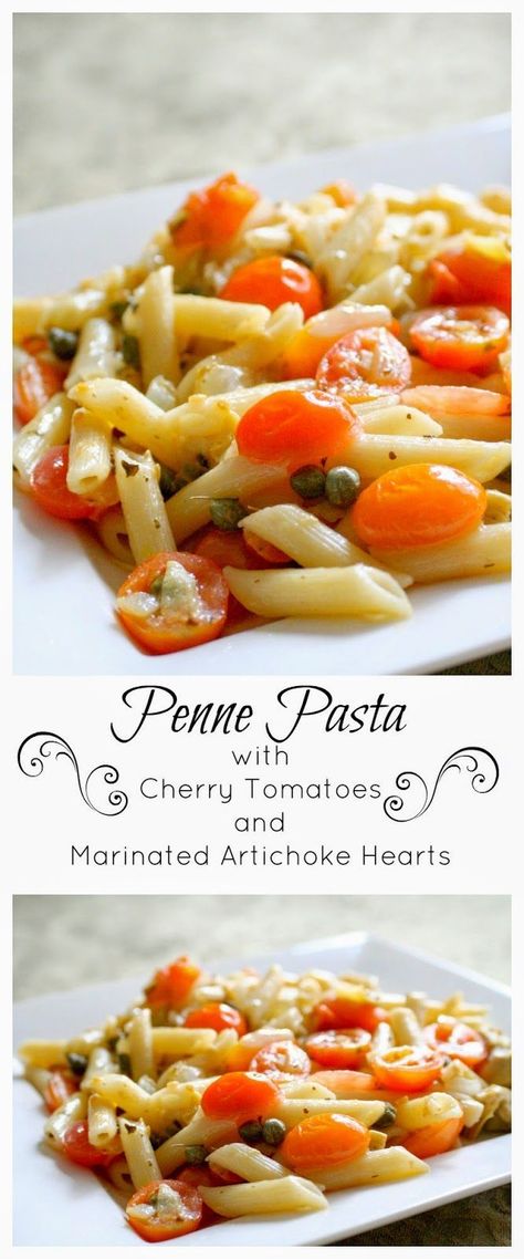 Penne Pasta with Cherry Tomatoes and Marinated Artichoke Hearts recipe [ad] Pasta With Artichoke Hearts, Artichoke Hearts Recipe, Presto Pasta, Pasta With Cherry Tomatoes, Artichoke Heart Recipes, Marinated Artichoke Hearts, Gnocchi Dishes, Best Pasta Dishes, Artichoke Pasta