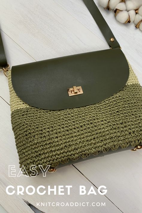 Crochet Purse Pattern For Beginners - KnitcroAddict Bag Free Crochet Pattern, Crochet Purse Pattern, Leather Kits, Crochet Poncho Free Pattern, Crochet Purse Pattern Free, Crochet Shrug Pattern, Free Crochet Bag, Purse Pattern, Crochet Bag Pattern Free