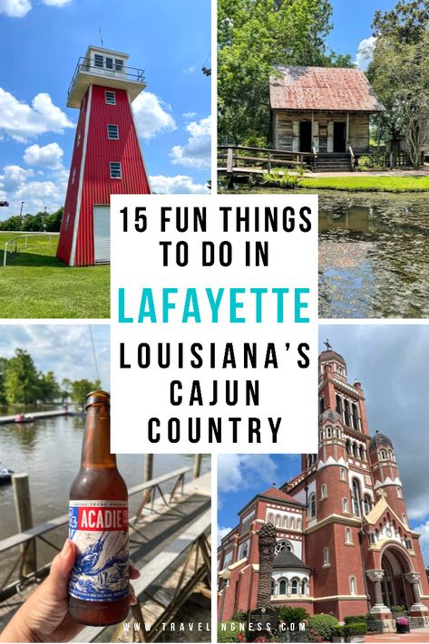 A bright red lighthouse, an old Acadian house in Acadia Village, drinking a beer on the bayou and the oldest cathedral in Lafayette, Louisiana. Things To See In Louisiana, Lafayette Louisiana Things To Do In, Louisiana Travel Things To Do, Things To Do In Lafayette Louisiana, La Things To Do, Louisiana Vacation, Hammond Louisiana, Texas Trip, New Orleans Vacation