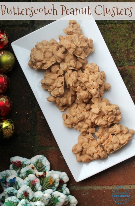 Peanut Clusters With Butterscotch Chips, Butterscotch Candy Clusters, Maple Peanut Clusters, Butterscotch Peanut Clusters, Butterscotch Clusters, Peanut Clusters Recipe, Clusters Recipe, Chocolate Peanut Clusters, Christmas Candy Easy